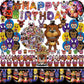 Freddy's Birthday Decorations, Party Supplies Set Include Banner, Balloons, Stickers, Hanging Swirls, Cake Cupcake Toppers, Tablecloth for Boys Girls