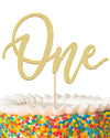MYAMPED First Birthday Cake Topper - Glitter Gold One Sign 1st birthday Cake Decorating Supplies, Suitable for Baby Shower Favors, Gender Reveal, Baby