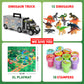 MOBIUS Toys Dinosaur Truck Carrier - Large Transport Truck with 12 Realistic Dino Figures for Kids Ages 3-7 - Durable BPA-Free Dinosaur Storage Toy