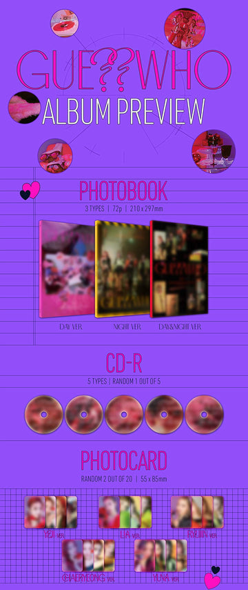 Itzy - Guess Who [Night ver.][Pre Order] CD+Photobook+Folded Poster+Others with Tracking, Extra Decorative Stickers, Photocards