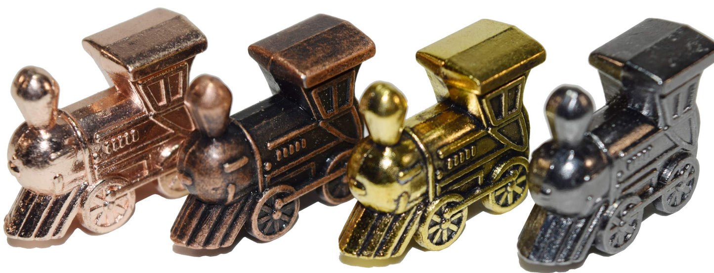 Regal Games - Mexican Train Domino Replacement Metal Marker Trains - for Mexican Train Domino Game - Gold, White Gold, Antique Brass & Gunmetal Black