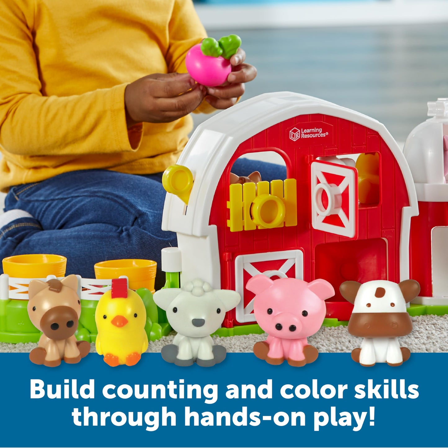 Learning Resources Peekaboo Learning Barnyard Playset - Farm Animal Toys, Montessori Toddler Toys, Imaginative and Fine Motor Skills, Counting Skills