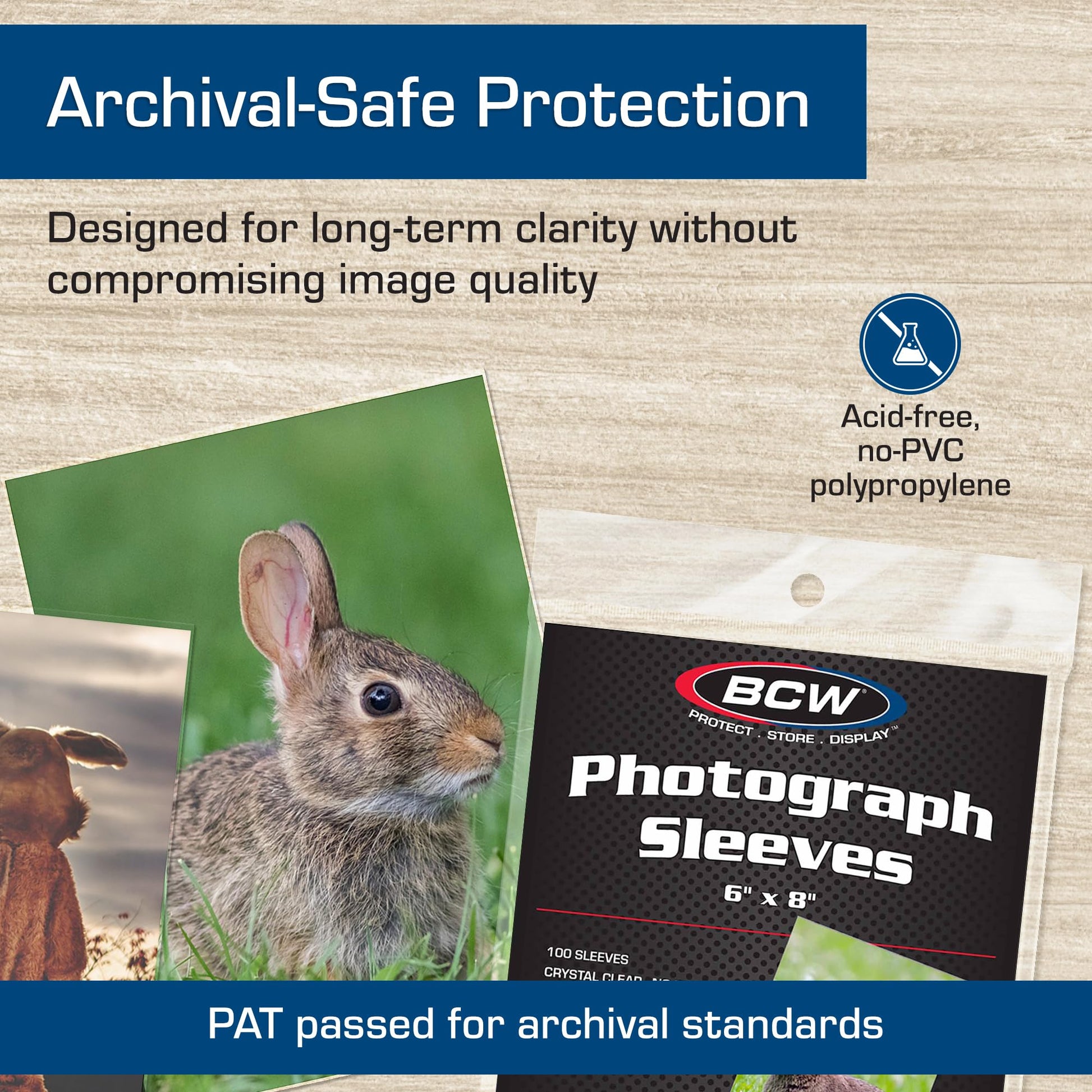 BCW 6x8 Photo Sleeves - 100 Pack | Archival Photo Sleeves for Art, Postcards & Photos | Acid-Free, No PVC | Archival Quality for Storage & Display