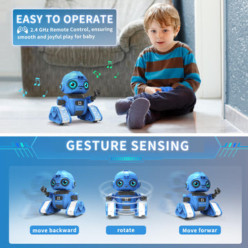 Dzxlin Robot Toys for Boys and Girls, Rechargeable Remote Control Robot with Auto-Demonstration, Light Projection, Dance Moves, Music, and Gesture