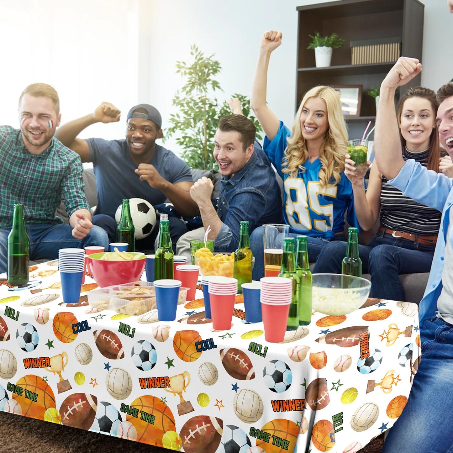 Pymurod Sports Birthday Party Decorations-3pcs Sports Table Cloths Soccer Basketball Table Cover Baseball Football Tablecloth for Boys All Star Sports