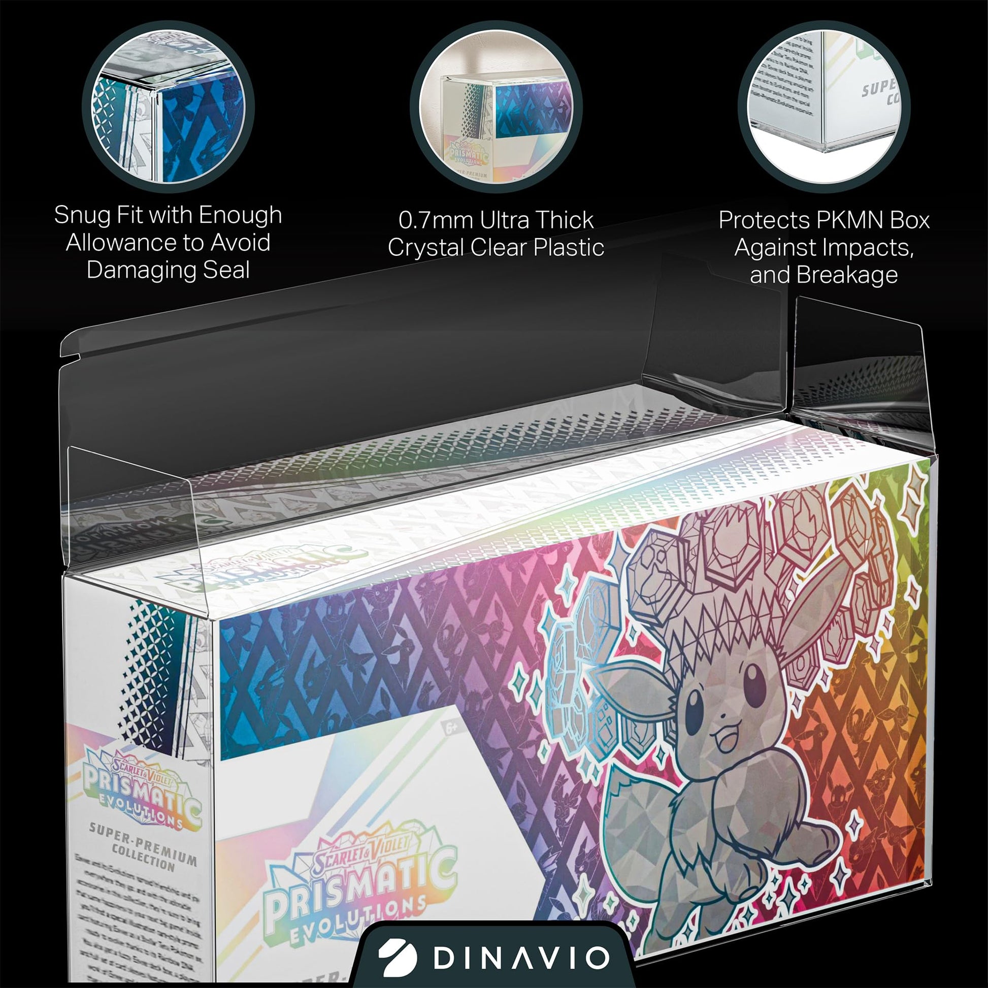 Dinavio Crafthouse 2 Pack Prismatic Evolutions SPC Plastic Protectors - 0.7mm Ultra Thick Display Protector - Compatible with Prismatic Evolutions
