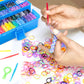 INSCRAFT 17500+ Rubber Loom Bands with 3 Layer Deep Blue Container, 28 Colors, 600 S-Clips, 352 Beads, 40 Cartoon Pendant, Bracelet Making Refill Kit