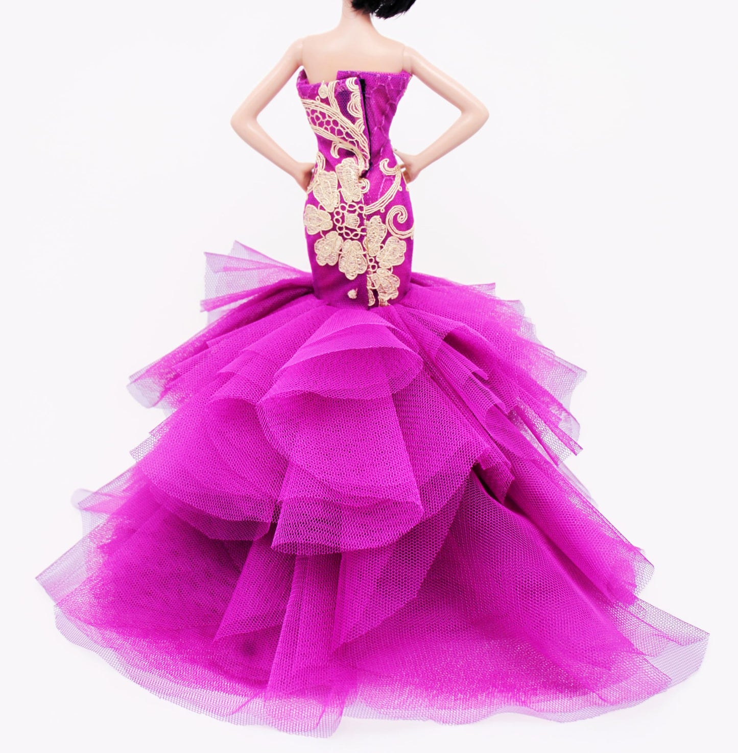 Cora Gu Handmade Purple Gown Fit 12 inch Fashion Doll and Doll not Included