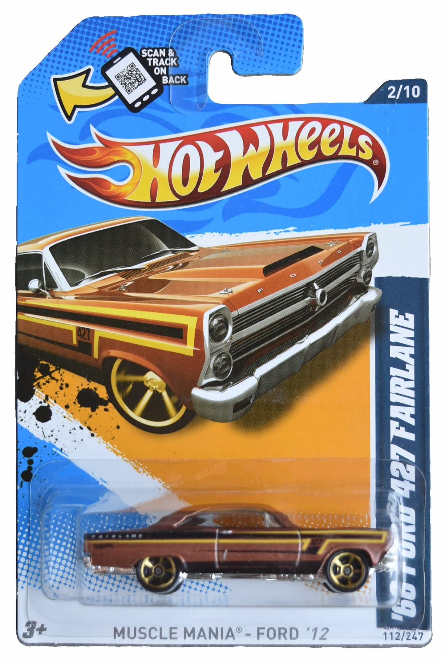 Hot Wheels '66 Ford 427 Fairlane Muscle Car Die-cast Model for Kids Aged 3+
