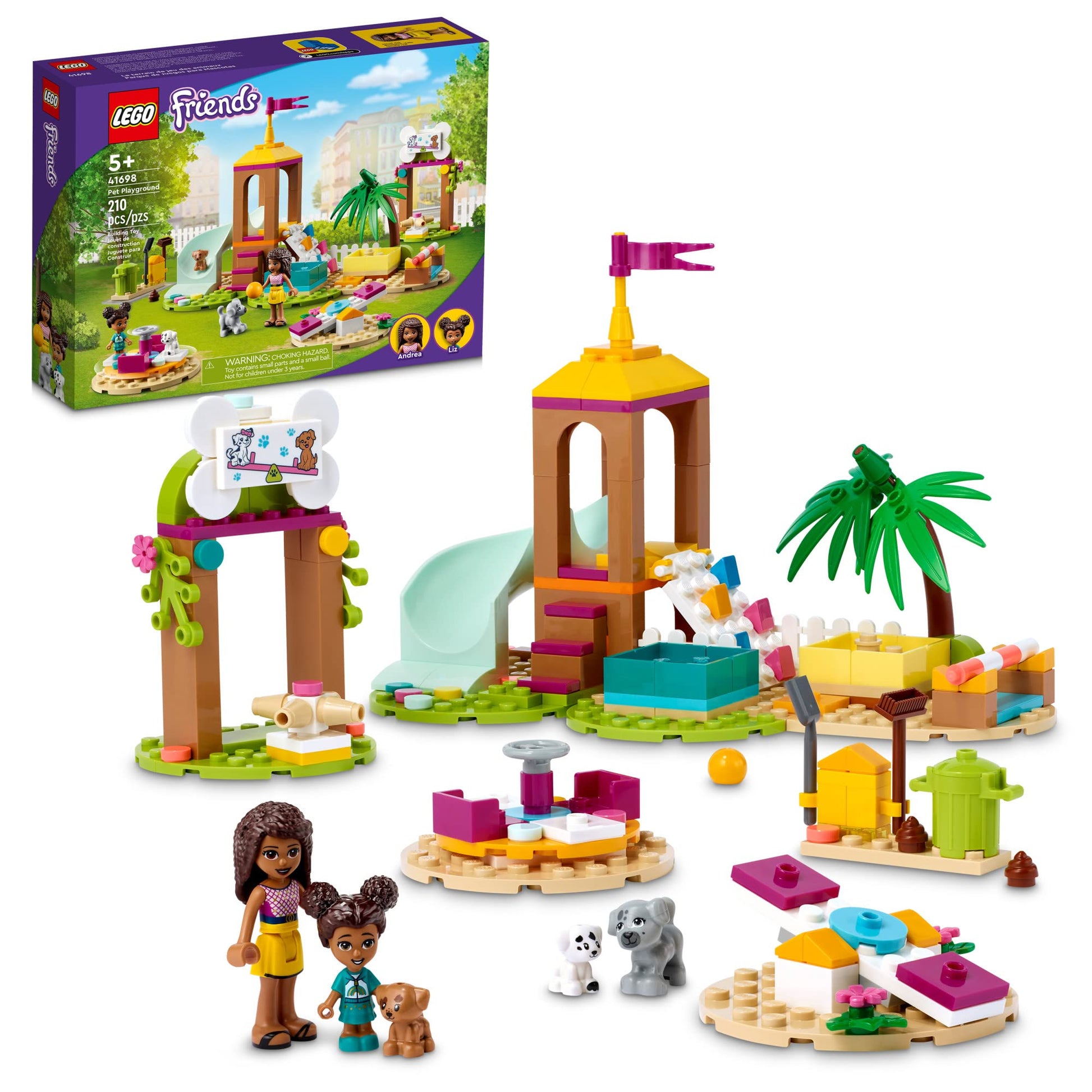 LEGO Friends Pet Playground 41698 Building Kit Designed to Grow Imaginations; Animal Playset Comes with Andrea and 3 Dog Toys; Creative Birthday Gift