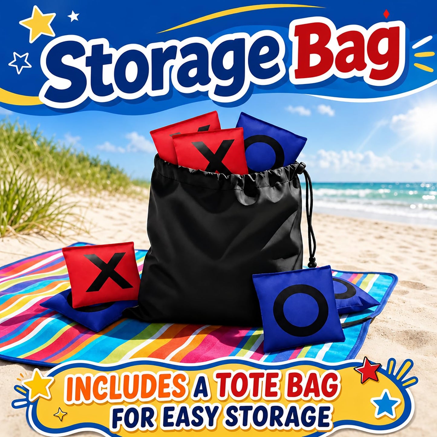 Bean Bags for Tossing Tic Tac Toe and Cornhole Toss Games