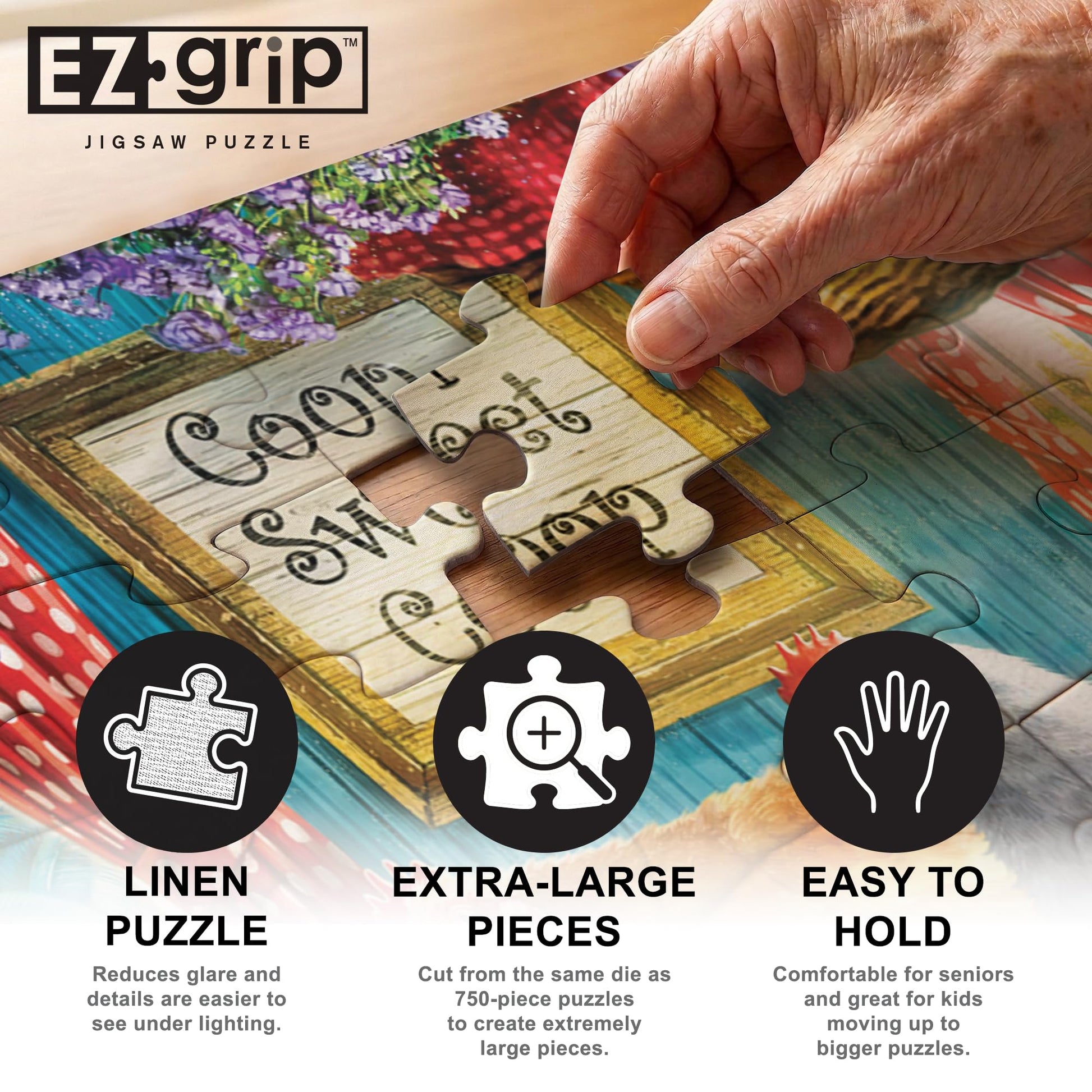 MasterPieces Green Acres - Cluckington Palace 300 Piece EZ Grip Puzzle, Extra Large Pieces, Linen Finish, Ages 12+