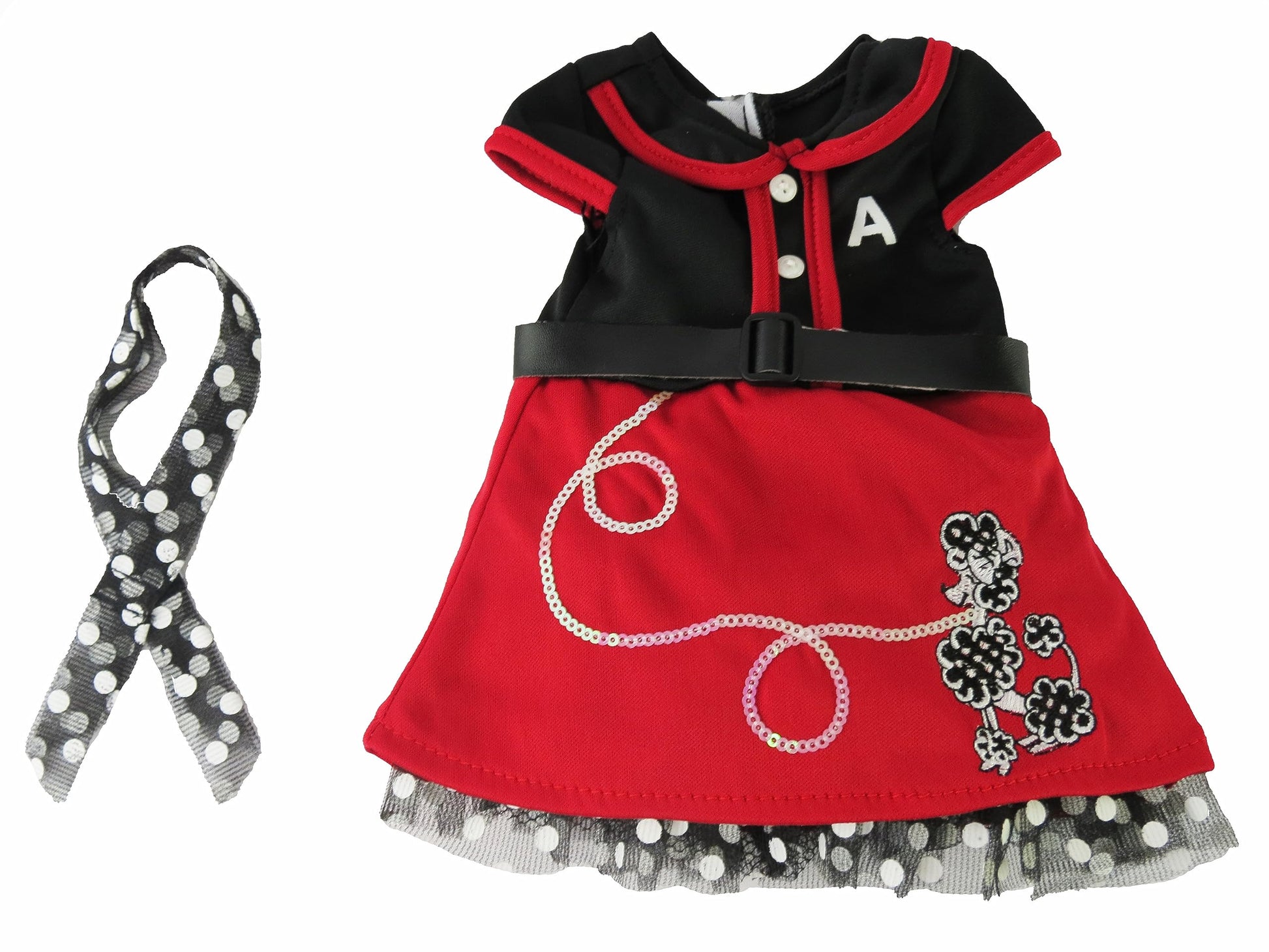 Red and Black Poodle Skirt Outfit for 18-Inch Dolls | Premium Quality & Trendy Design | Dolls Clothes | Outfit Fashions for Dolls for Popular Brands