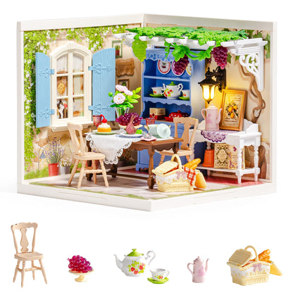 ROBOTIME Super Creator Kits, Miniature House Kit, DIY Plastic House Building Toy Set with LED, Tiny Garden Making Kit Model Craft Hobby Unique Gift