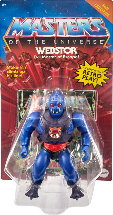 Masters of the Universe Origins Action Figure, Webstor Collectible, MOTU Master of Escape, 16 Posable Joints, 5.5 Inch with Accessories