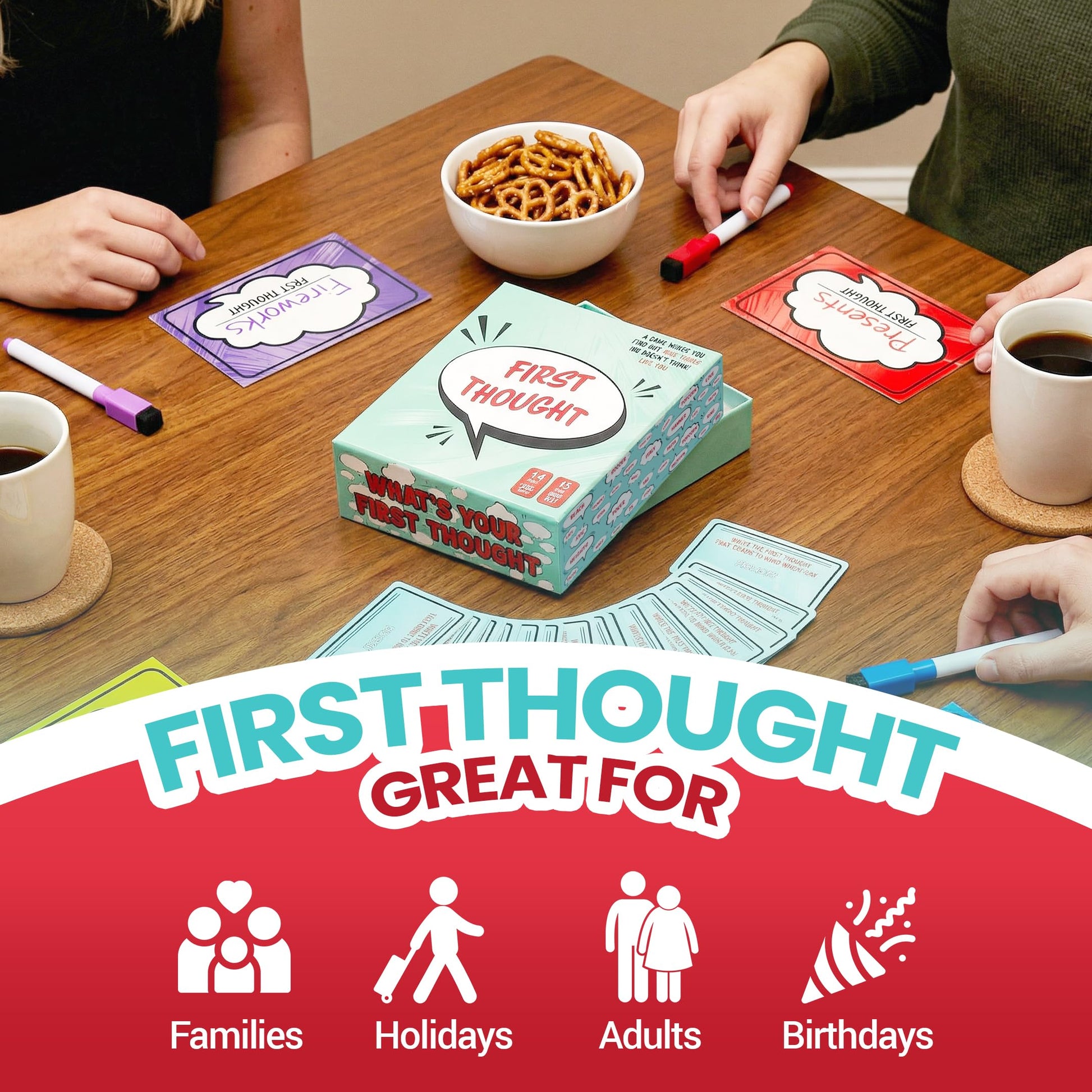 FIRST THOUGHT Family Board Game | The Hilarious Quick-Thinking Party Game | Family-Friendly Board Game | Great for Game Nights | Easy to Learn & Play