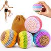 LAVKUHY Handmade Footbag 4-Pack - Crocheted Kick Bags for Coordination Training, Outdoor Play, Party Games & Stress Relief, Includes Storage Pouch