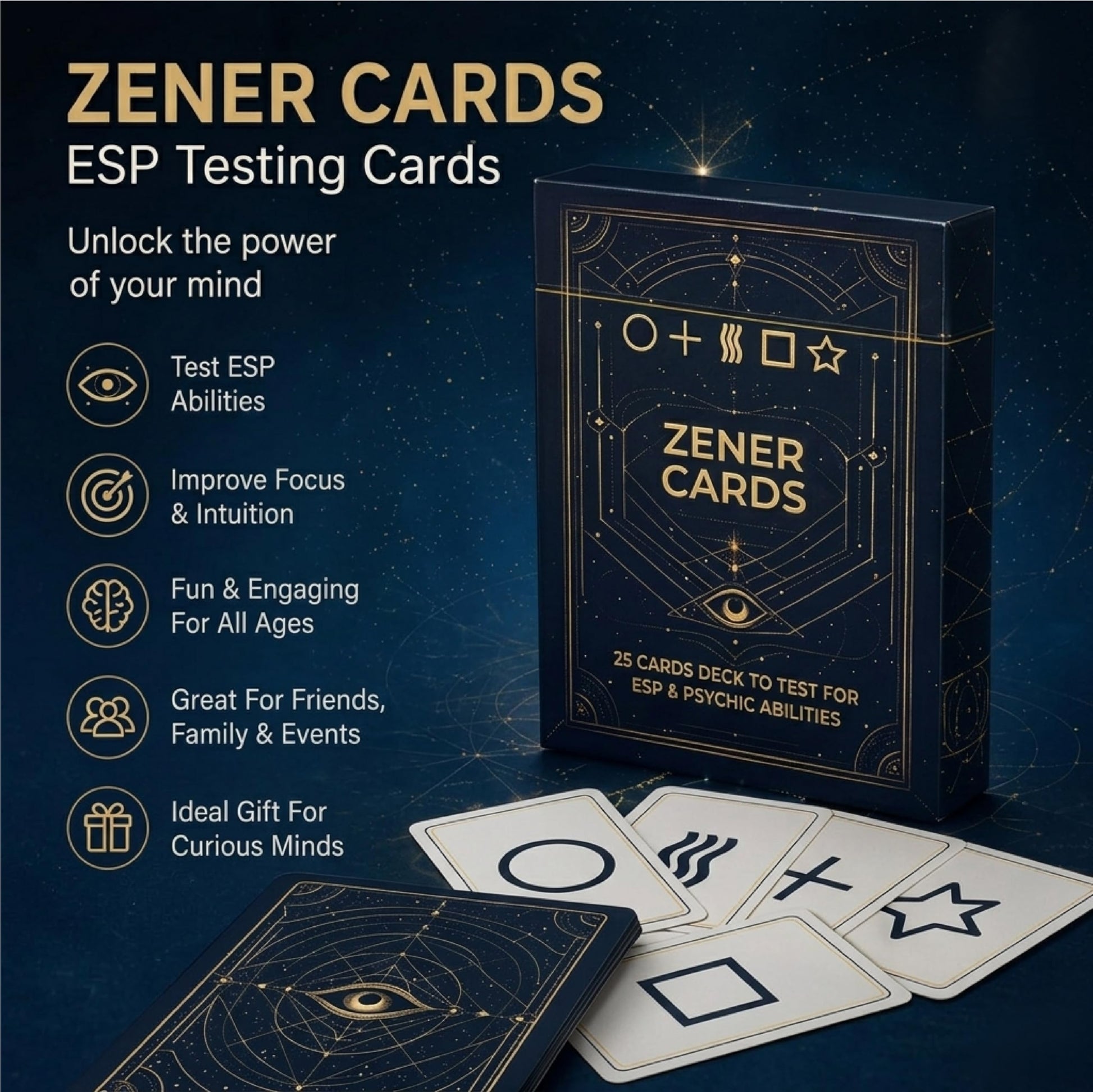 KAIU 150PCS Zener Cards, ESP Testing Cards Deck 2.44 x 3.42, 6 Pack of 25 Each, 5-Symbol Unmarked Psychic Test Cards for Intuition Training, Classroom