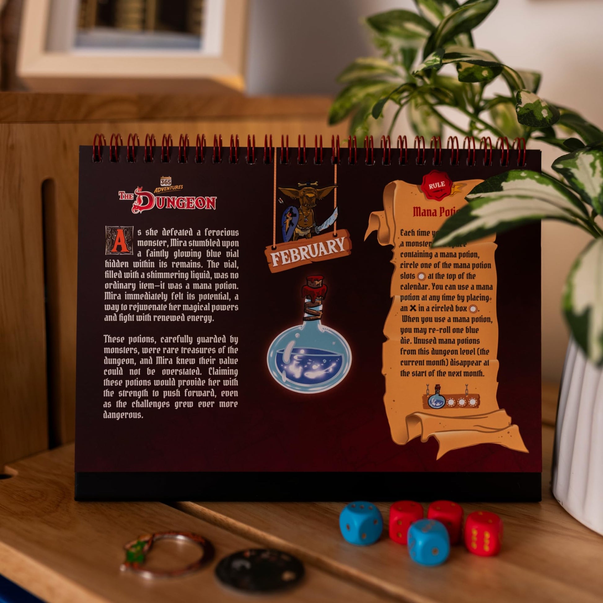 365 Adventures: The Dungeon (2026) Calendar - Year-Long Solo Quest Board Game, Strategic Dice Rolling & Exploration for Kids & Adults, Ages 14+, 1+