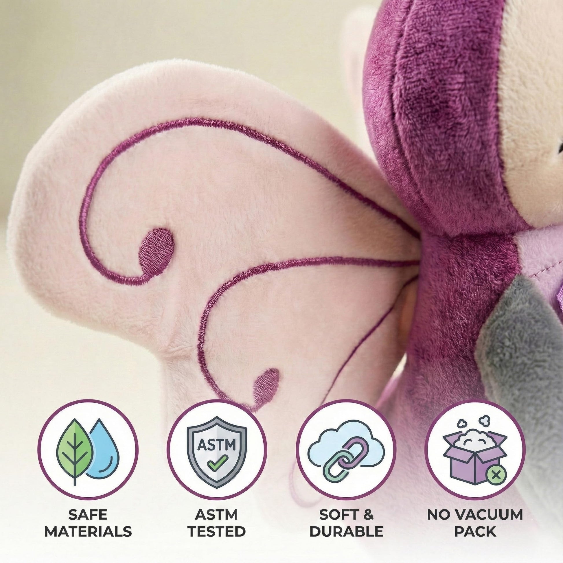 JoyAmigo Butterfly Plush with Cocoon Bag 12 Inch Purple for Toddler Girls