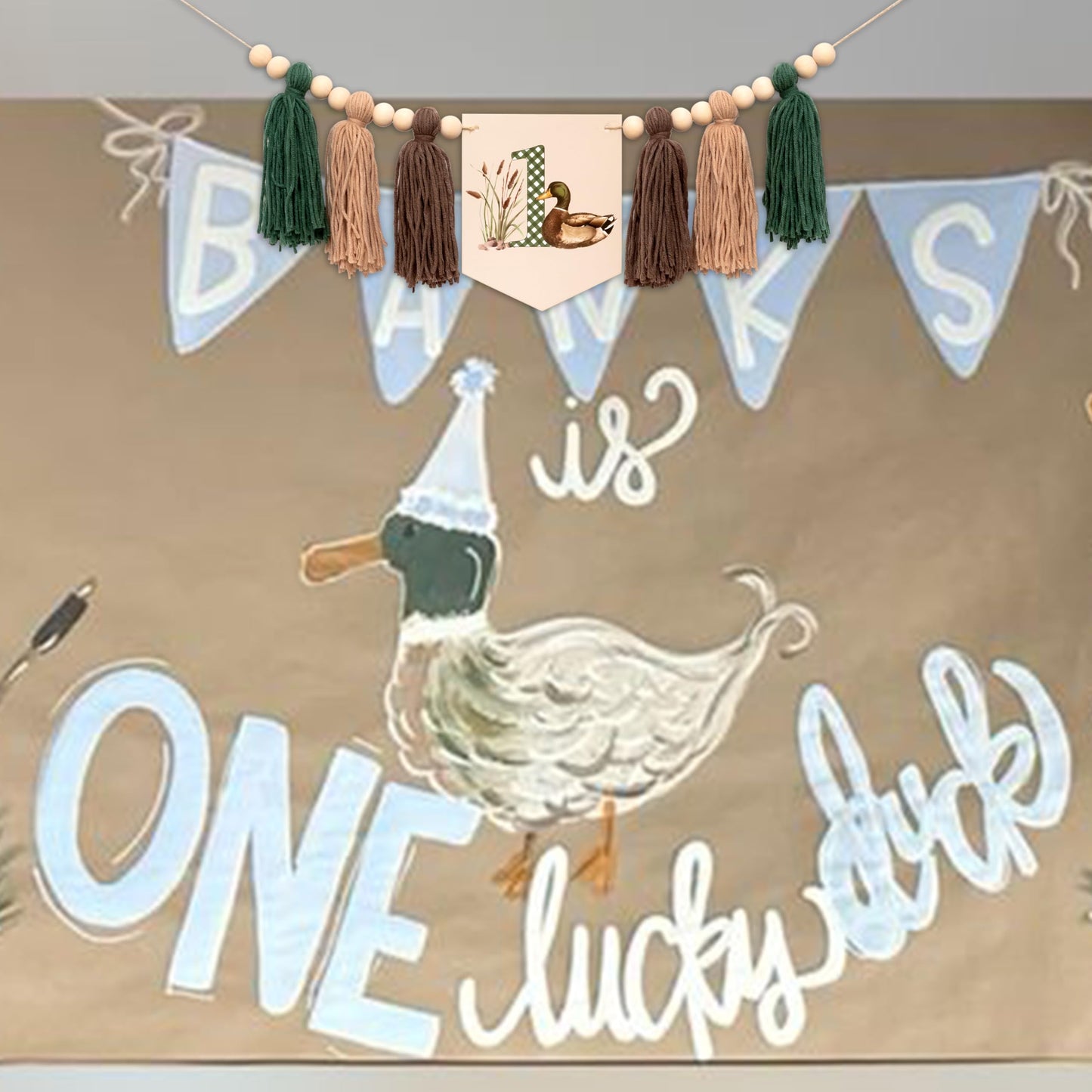 One Lucky Duck Highchair Banner First Birthday