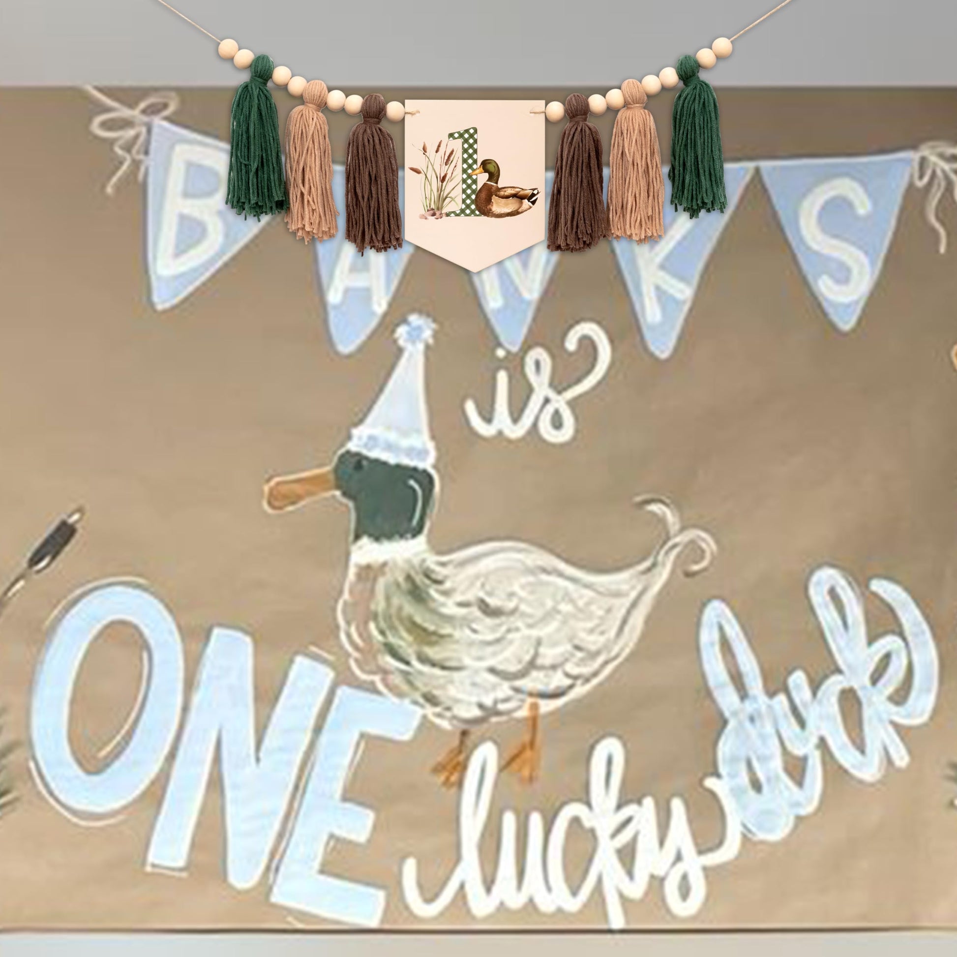 One Lucky Duck Highchair Banner First Birthday