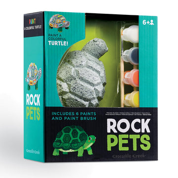 Crocodile Creek DIY Painting Kit - Vibrant Arts and Crafts for Kids Ages 6-8 and Up - Rock Turtle - Painting Kit Includes 6 Weather-Proof Paints,