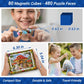 TOSY Picture Cube Fruity Wonderland: 6-in-1 Magnetic Picture Puzzle, 80 Blocks, 480 Puzzle Faces, 0.6in, B062, Seamless UV Art, Display-Ready Frame