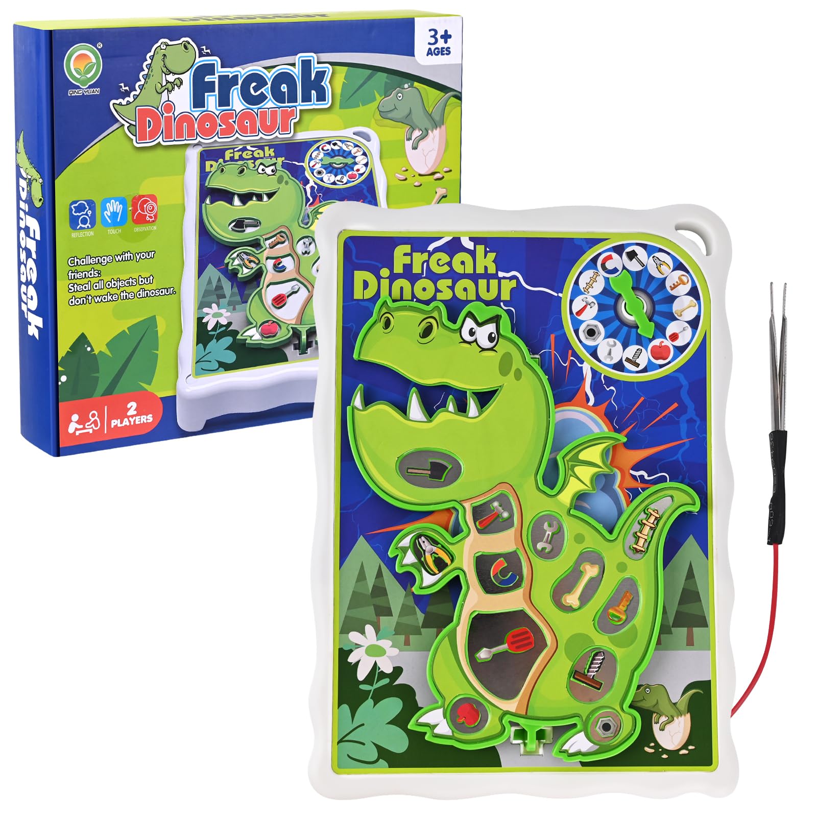 TALGIC Dinosaur Board Game for Kids Ages 3-8 with Tweezers and Fun Game Pieces, Classic Board Game for 1 or More Players, Popular Gifts for Kids