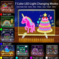 LED Light-Up Acrylic Drawing Board 13.8" x 10" - 4 Modes, 7 Colors - Includes Adapter, Hanging Chain, Stand, Spray Bottle & 7 Markers - Message