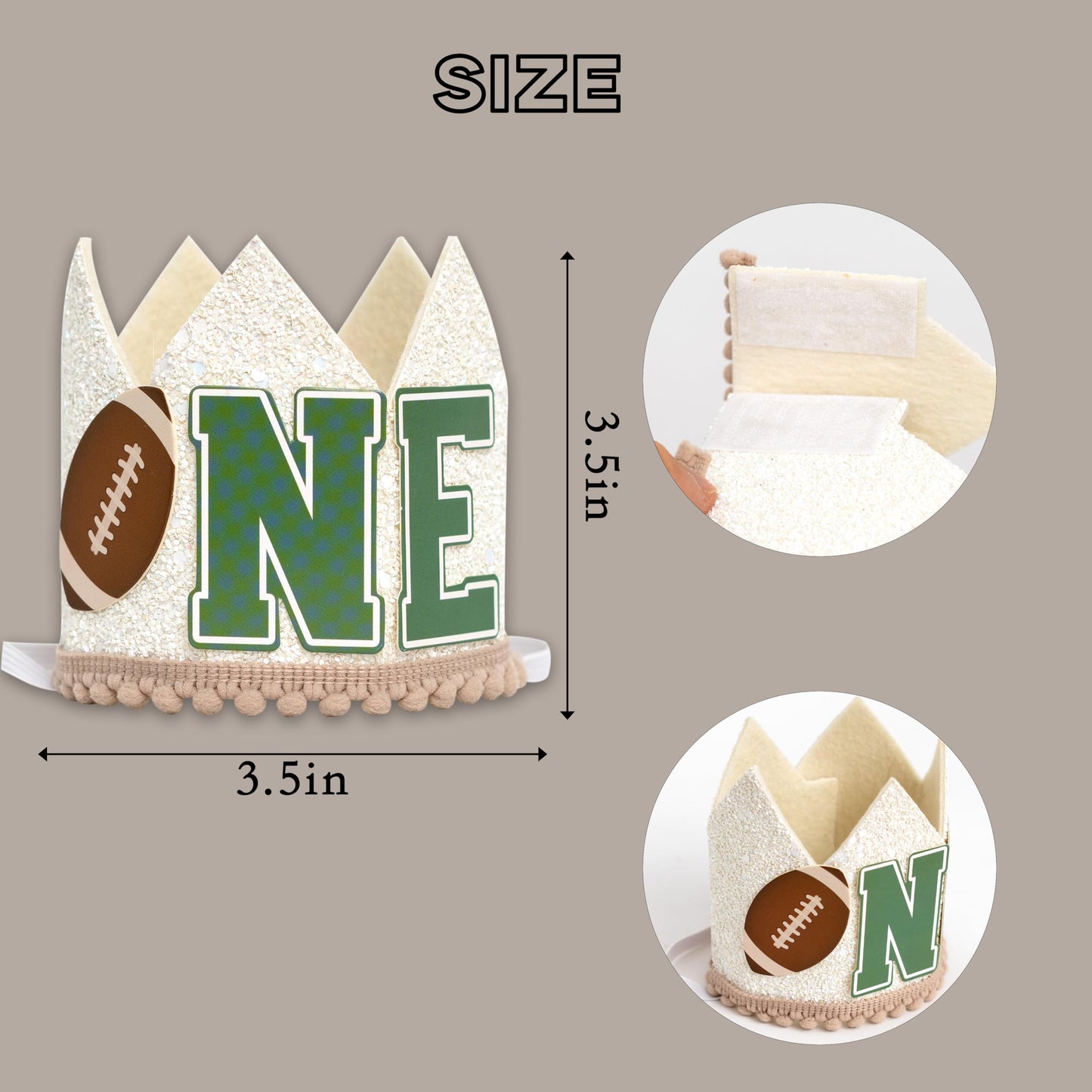 ZAIBIANHAO Football Theme Birthday Crown - First Birthday Mini Party Hat for Baby, First Year Down Party Headband Decorations