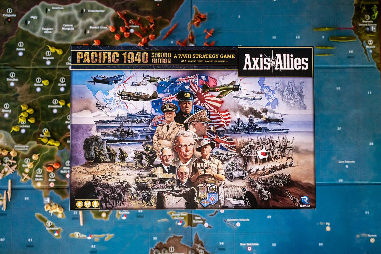 Renegade Game Studios Axis & Allies 1940 Pacific Second Edition WWII Strategy Board Game, War Miniatures, Two to Four Players, Ages Fourteen Plus