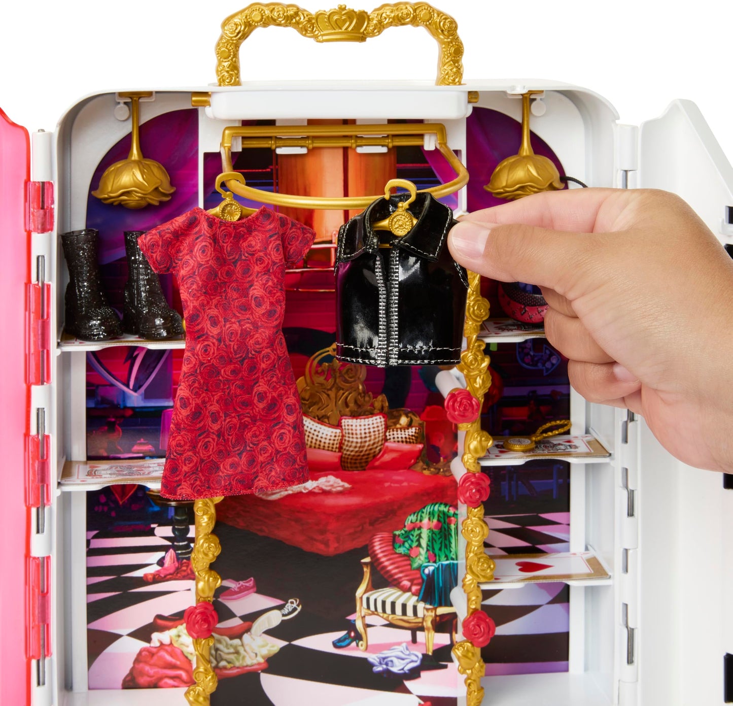 Mattel Disney Descendants: The Rise of Red Closet Playset with Exclusive Doll Clothes & Accessories, Red’s Rise & Rebel Toy Closet