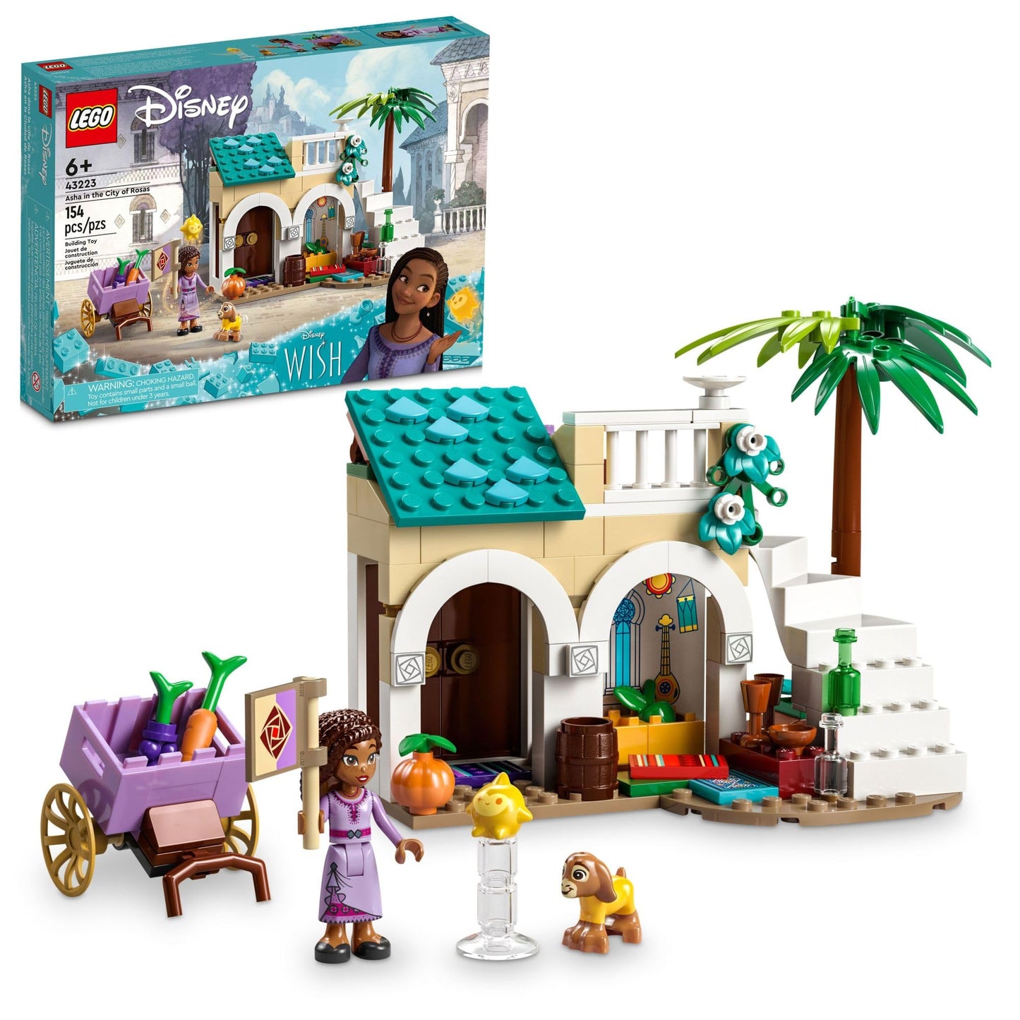 LEGO Disney Wish: Asha in The City of Rosas 43223 Building Toy Set, A Buildable Model from The Disney Movie to Inspire Adventures and Creative Play,