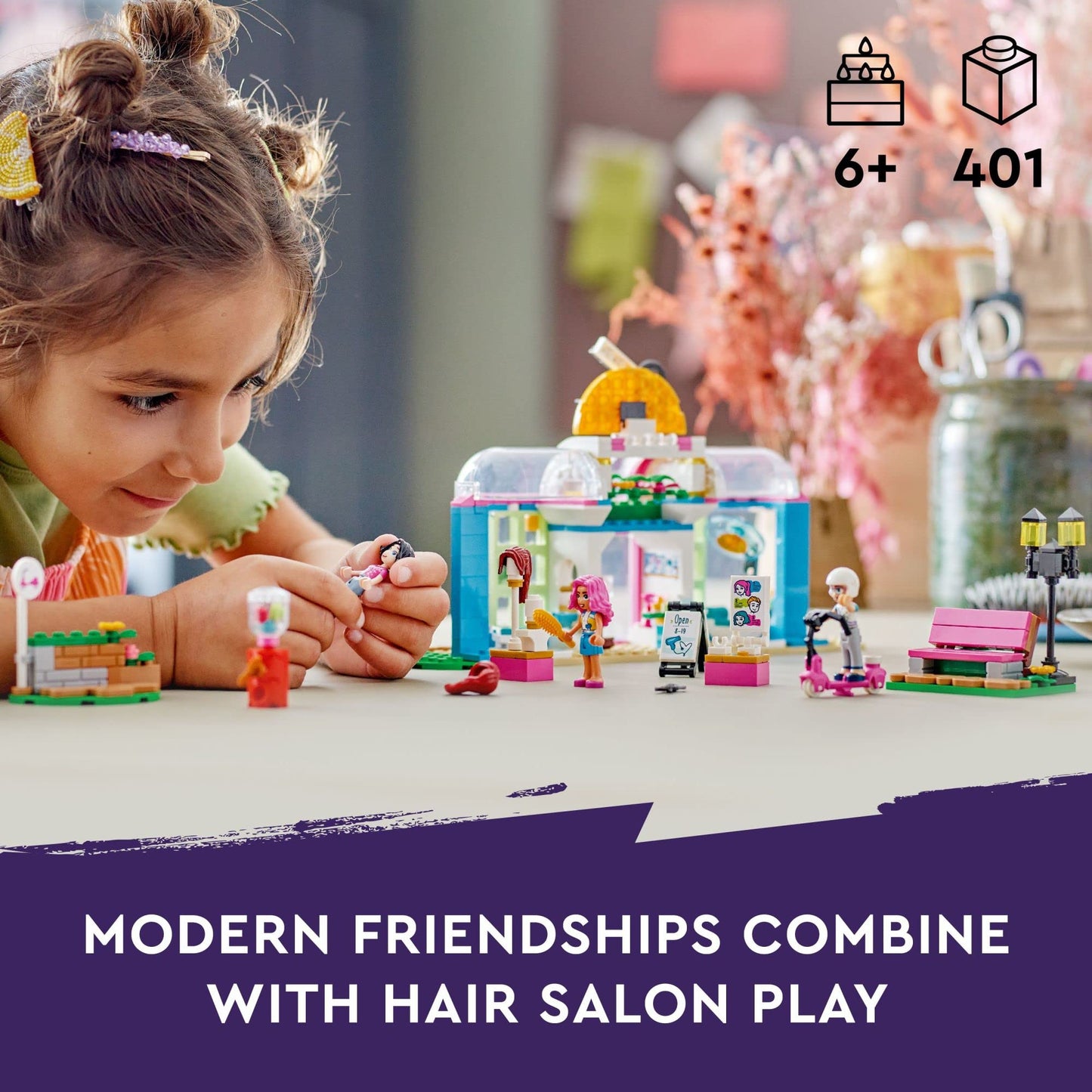 LEGO Friends Toy Hair Salon Building Toy - Hairdressing Set with Paisley & Olly Mini-Dolls, Creative Pretend Play Spa with Accessories, Fun for Boys,