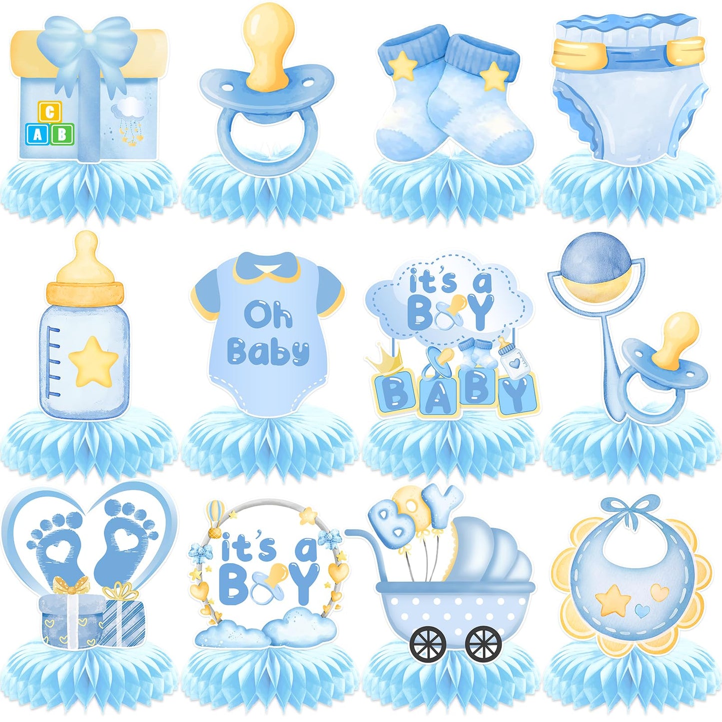 Baby Shower Centerpieces for Tables Boy: 12Pcs It's A Boy Baby Shower Honeycomb Centerpieces Baby Boy Baby Shower Decorations It's A Boy Baby Shower