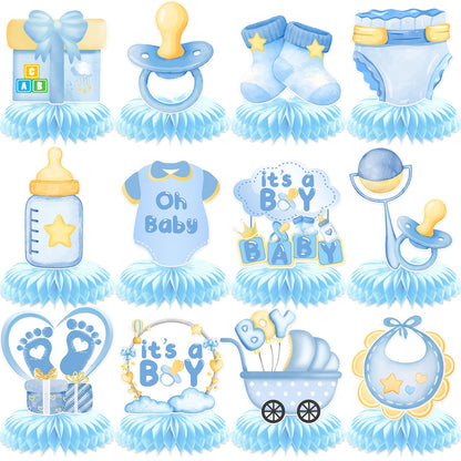 Baby Shower Centerpieces for Tables Boy: 12Pcs It's A Boy Baby Shower Honeycomb Centerpieces Baby Boy Baby Shower Decorations It's A Boy Baby Shower