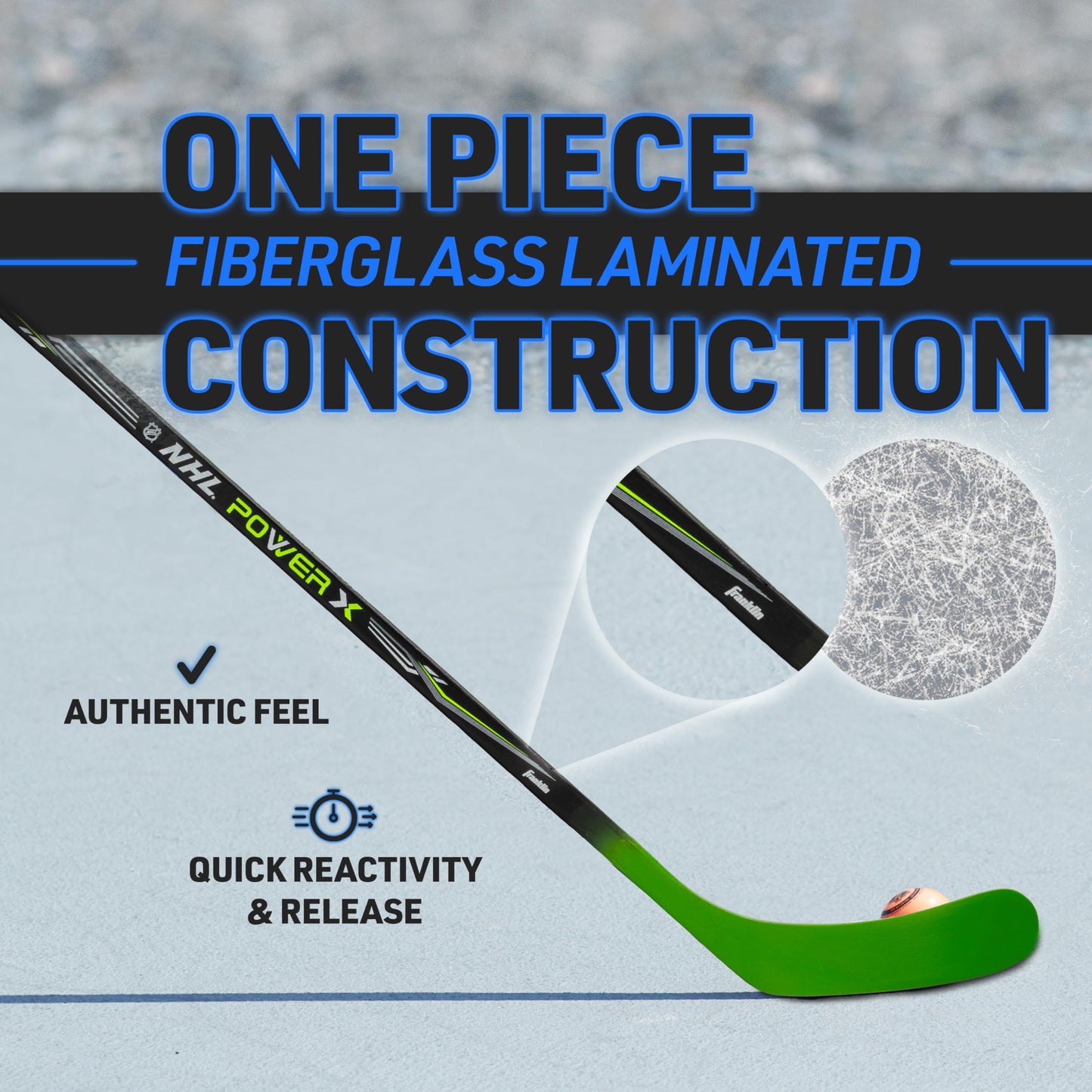 Franklin Sports NHL Power X Street Hockey Stick - 46 Inch Youth - Righty