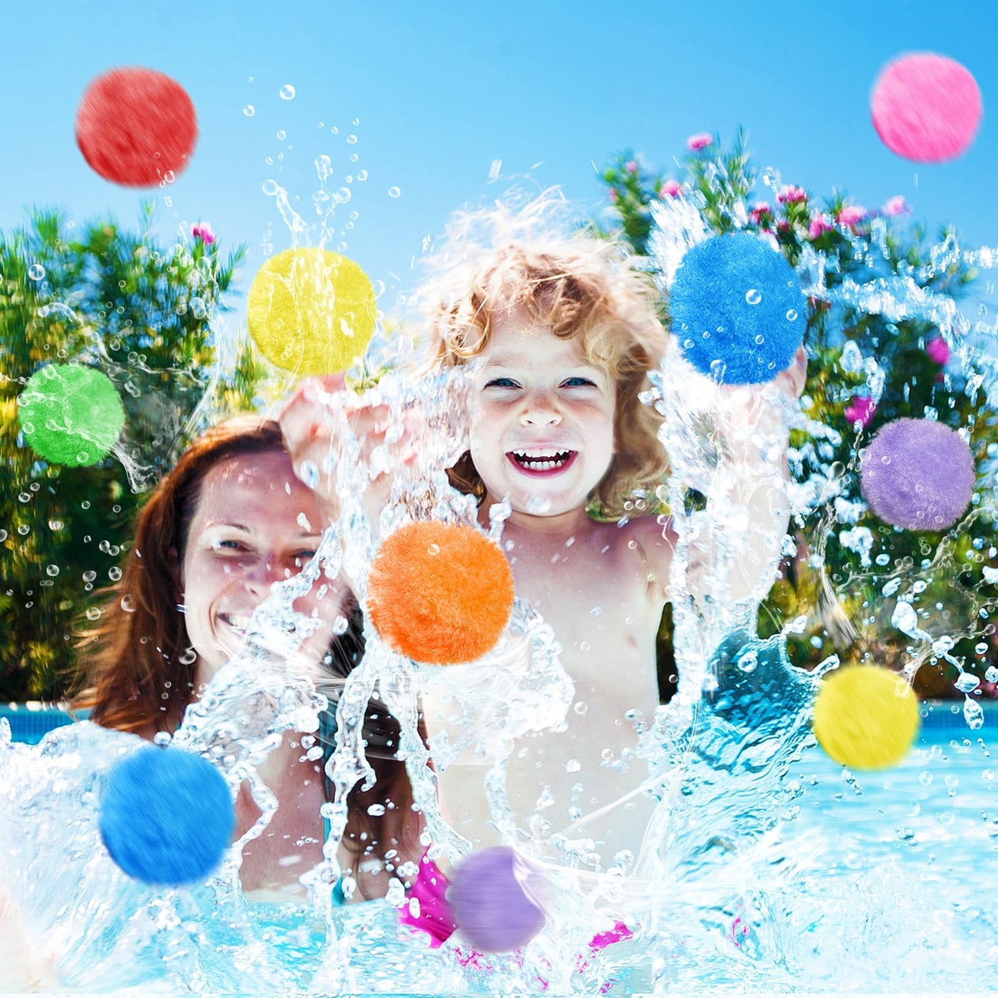 Jnnzzggu 100PCS Reusable Water Balls,Outdoor Water Balloons for Kids,Water Games Toys Sponge Soaker Ball for Boys,Girls,Summer Backyard,Pool Party,Fun