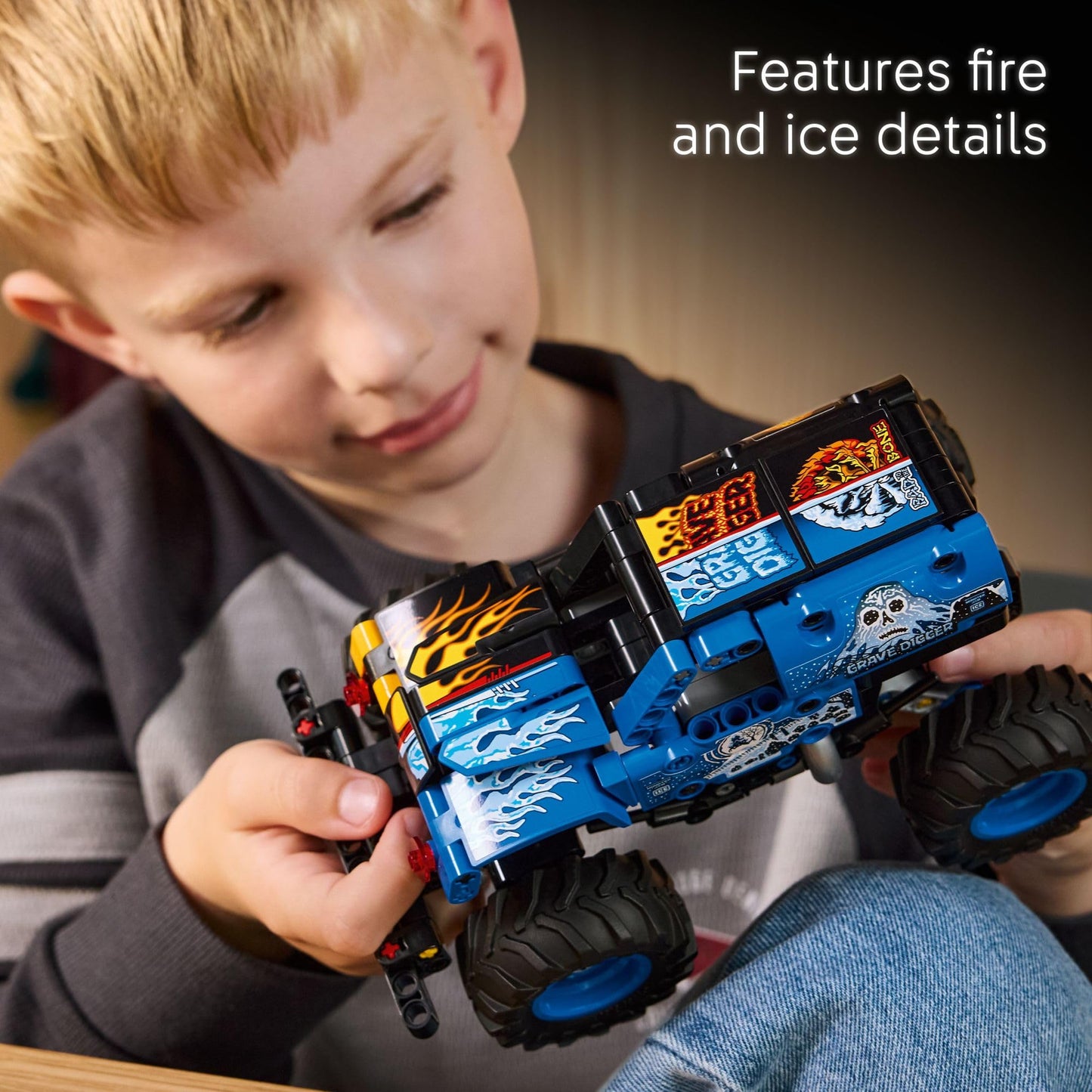LEGO Technic Monster Jam Grave Digger Fire and Ice Building Toy for Boys & Girls - Monster Truck Toy W/Pull-Back Racing Action for Kids, Ages 7+