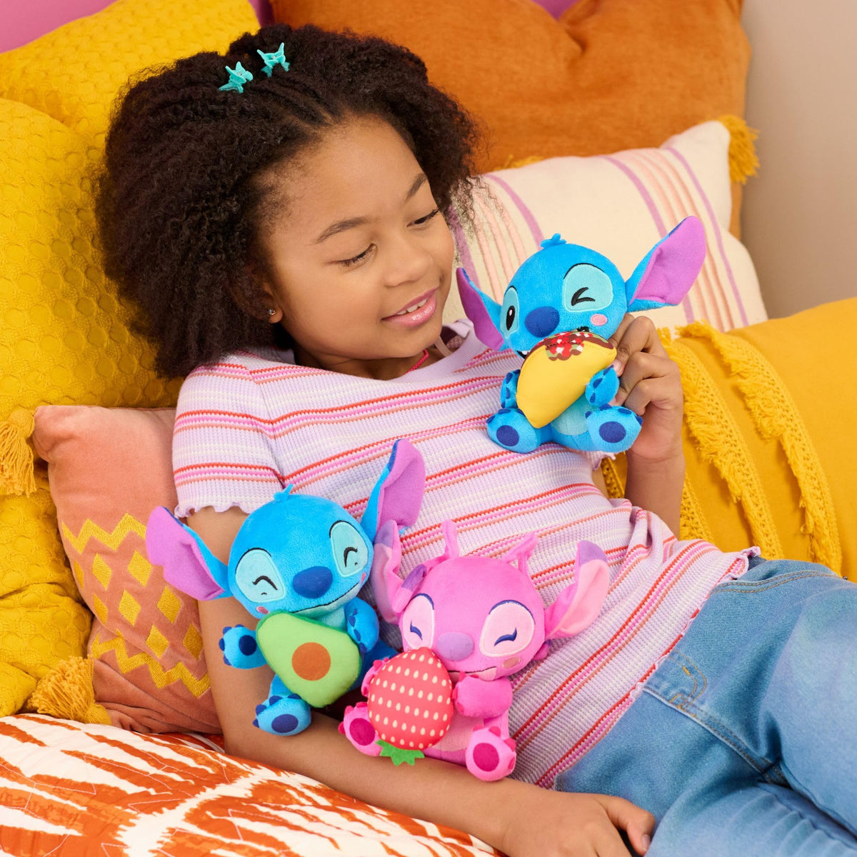 Disney Stitch Small 7-inch Plush Stuffed Animal, Stitch with Taco, Easter Basket Fillers, Gifts, Presents, Kids Toys for Ages 2 Up by Just Play, Kids
