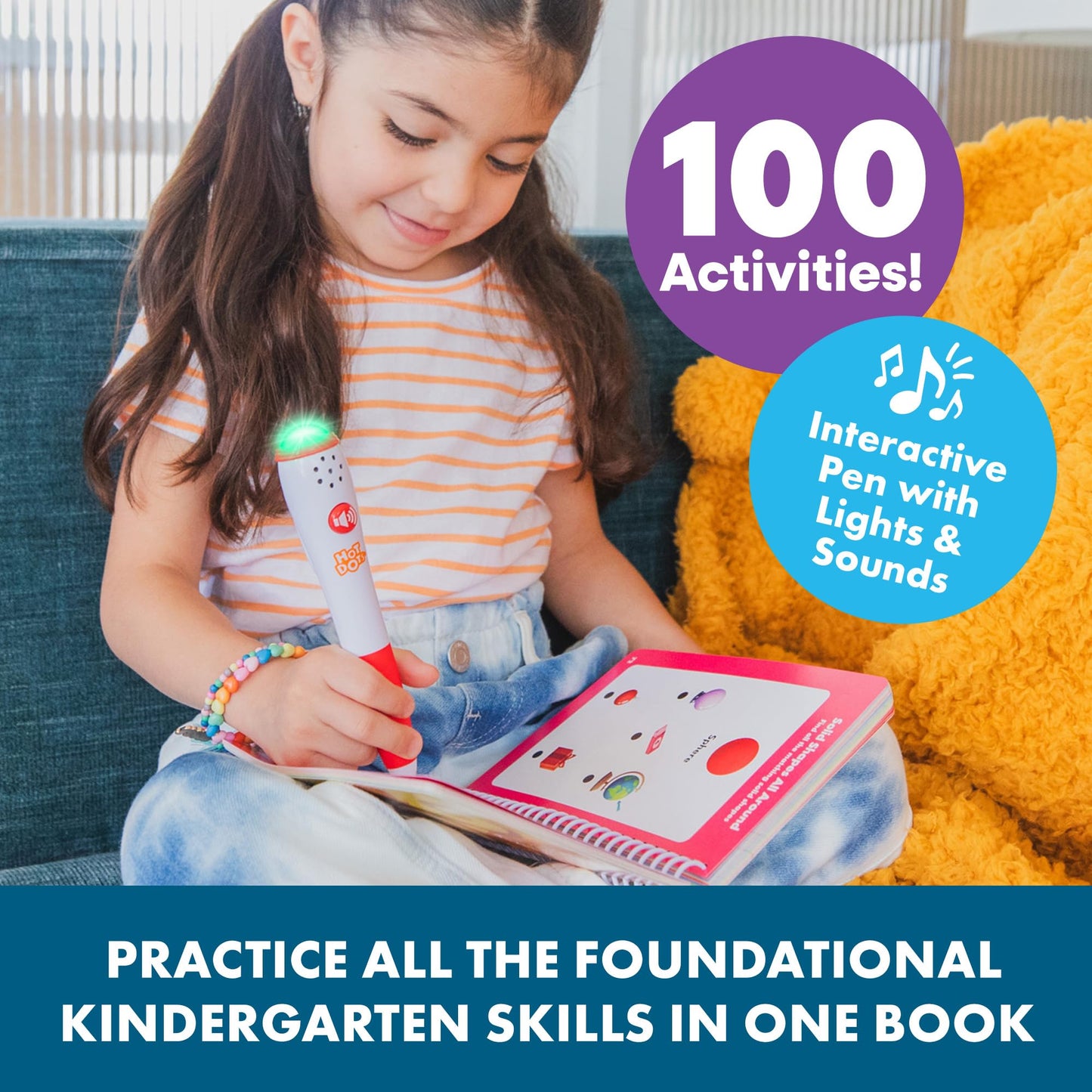 Educational Insights Hot Dots Kindergarten Essentials: Reading & Math Workbook - Kindergarten Workbooks with Interactive Pen, Homeschool Learning