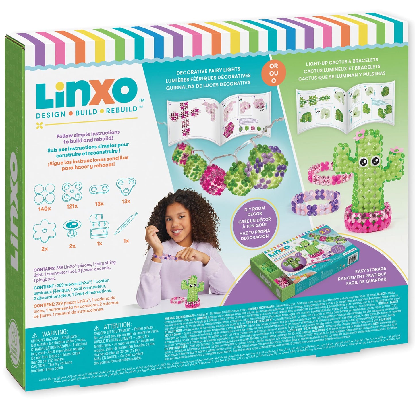Make It Real: LinXo: Lookin' Sharp! Light-Up Decor - 2-in-1 Create A Light-Up Cactus OR Fairy String Lights - 294pc DIY Craft Kit, Girls & Kids Age 6+