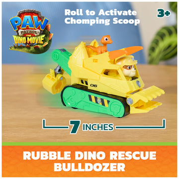 PAW Patrol The Dino Movie Rubble Dino Rescue Bulldozer Toy Truck