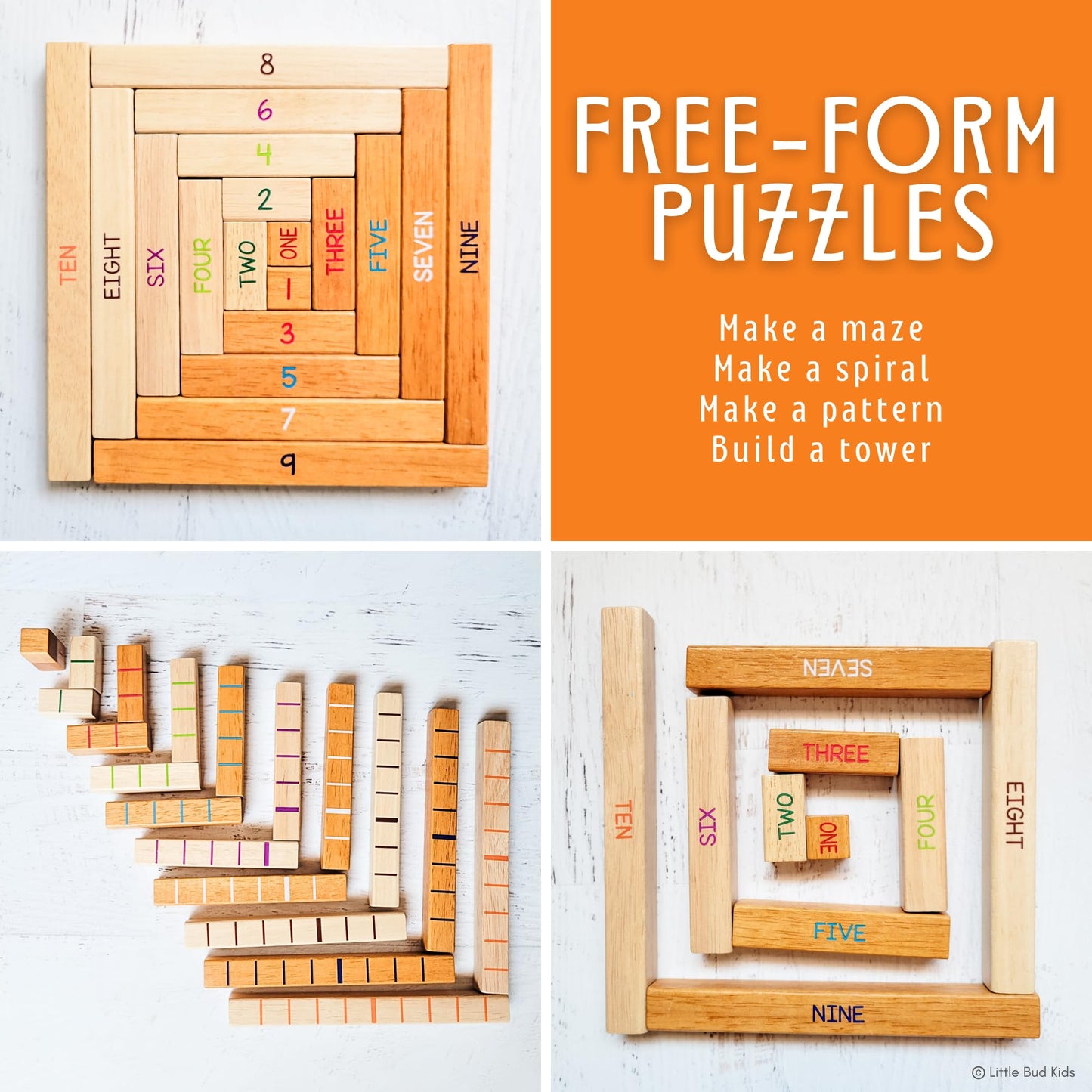 LITTLE BUD KIDS House of Number Buddies Math Game, a Number Bonds Math Toy with Counting Rods and Addition & Subtraction Flash Cards, a Montessori