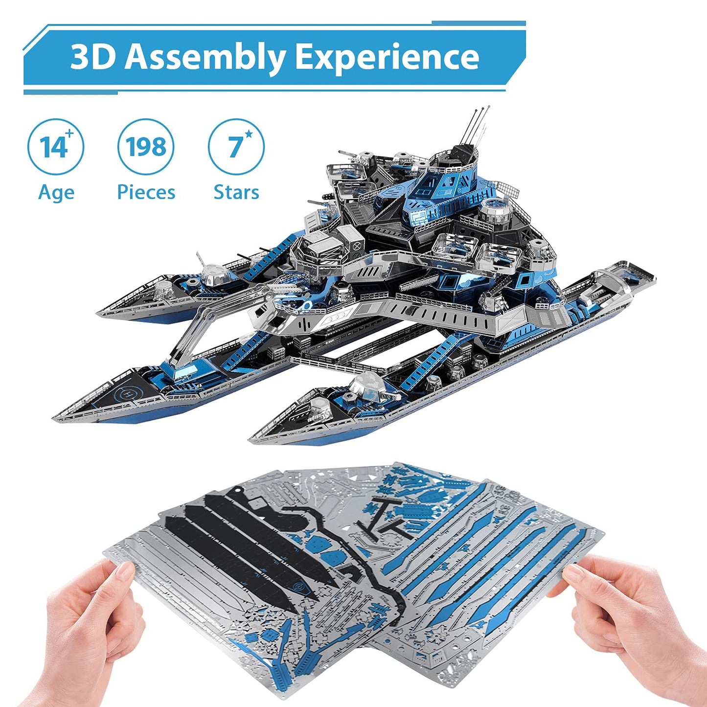 Microworld 3D Metal Puzzle, Military Leader Battleship No.1 Metal Model Kit, Great Challenge 3D Puzzles for Adults, DIY Brain Teaser Assembly Puzzle