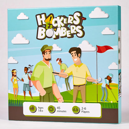 Hackers & Bombers Golf Themed Board Game - Play Golf Without Leaving The House - Play as Different Characters - Roll The Dice and Play The Course