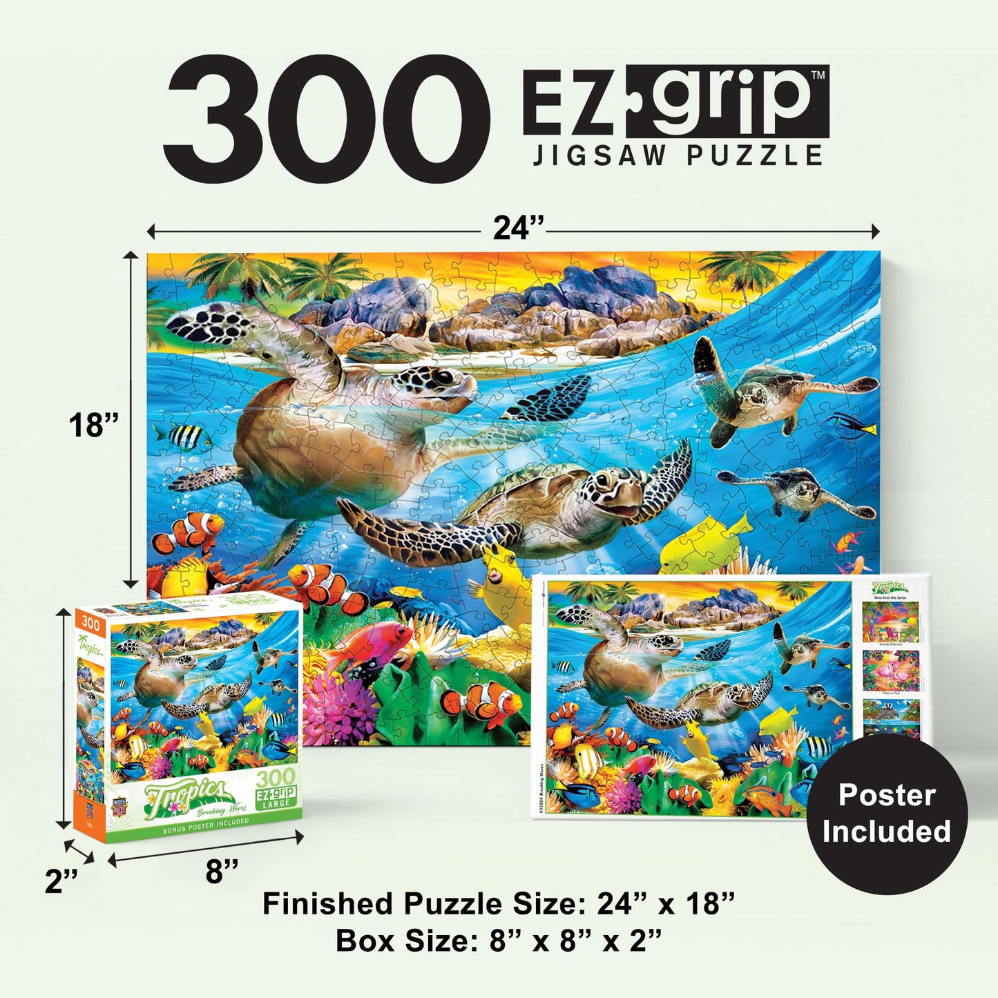 MasterPieces 300 Piece EZ Grip Jigsaw Puzzle - Breaking Waves - 18"x24"