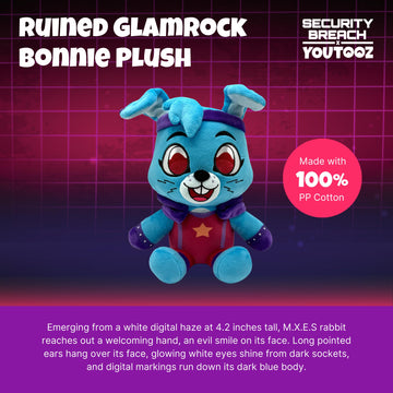 Youtooz FNAF Ruined Glam Rock Bonnie 9" Inch Plush, Collectible Ruined Glam Rock Bonnie from Five Nights at Freddy's FNAF Plush Collection