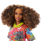 Barbie Fashionistas Doll #201, Athletic Body with Curly Brunette Hair, Graffiti-Print Dress & Accessories Including Boots & Chain Necklace